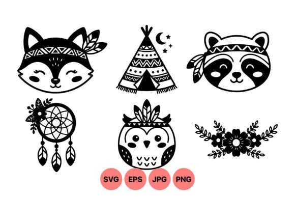 Boho Woodland Animal SVG Set: Graphics & Illustrations for Real Crafting