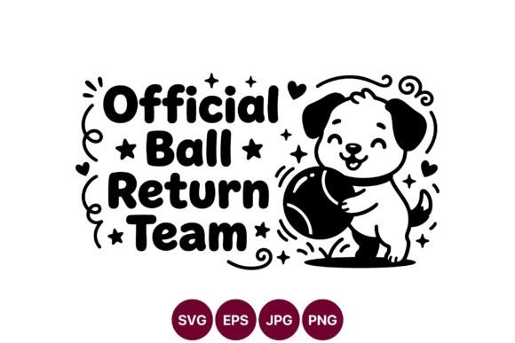 Cute Puppy Ball Return Design Graphics & Illustrations