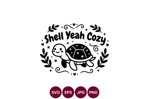 Cute Turtle Cozy SVG Design: Graphics & Illustrations