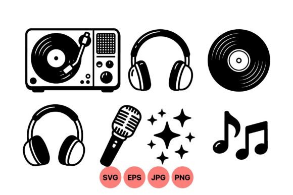 Retro Music Icon SVG Pack: Graphics & Illustrations