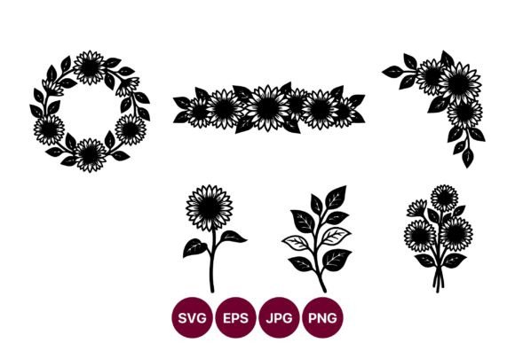 Sunflower Silhouettes Collection: Bold Graphics & Illustrations