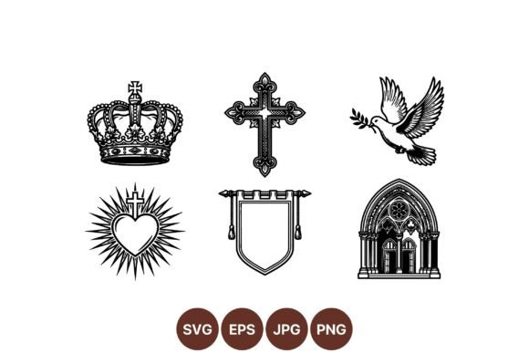 Vintage Religious SVG Clipart Set: Graphics & Illustrations
